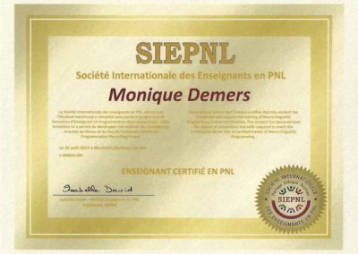 Enseignante certifiée SIEPNL 2013